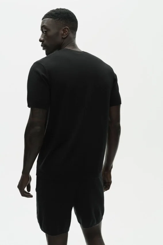 Kurzarmshirt „Ever Soft“ aus Baumwolle und Kaschmir – Schwarz