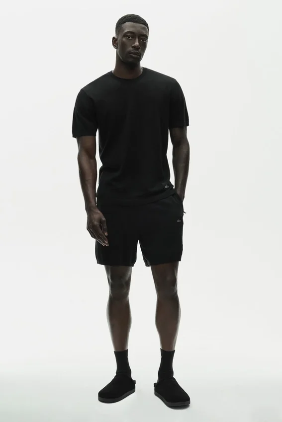Kurzarmshirt „Ever Soft“ aus Baumwolle und Kaschmir – Schwarz