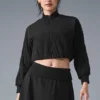 Kurze „Doubles Only“-Jacke mit durchgehendem Reißverschluss – Schwarz