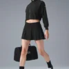Kurze „Doubles Only“-Jacke mit durchgehendem Reißverschluss – Schwarz