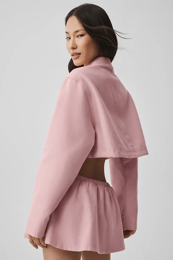 Kurze „Fan Favorite“-Jacke mit durchgehendem Reißverschluss – Vintage Pink