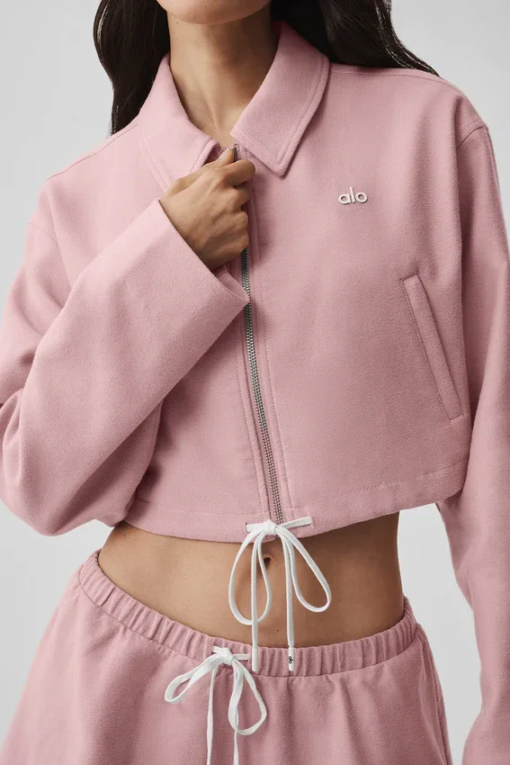 Kurze „Fan Favorite“-Jacke mit durchgehendem Reißverschluss – Vintage Pink