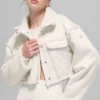 Kurze Jacke aus Kunstlammfell „Snowfall“ – Elfenbein