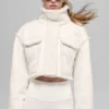 Kurze Jacke aus Kunstlammfell „Snowfall“ – Elfenbein