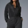 Kurze Micro-Plissee-Jacke – Schwarz