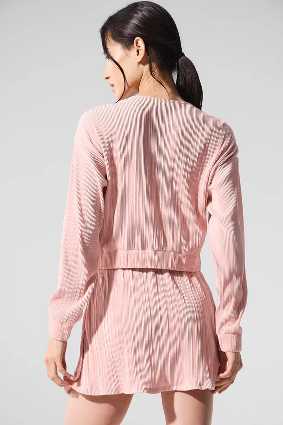 Kurze Mikroplissee-Jacke – Pink Quartz