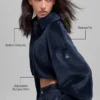 Kurze „Mountain Side“-Jacke aus geripptem Velours – Navy