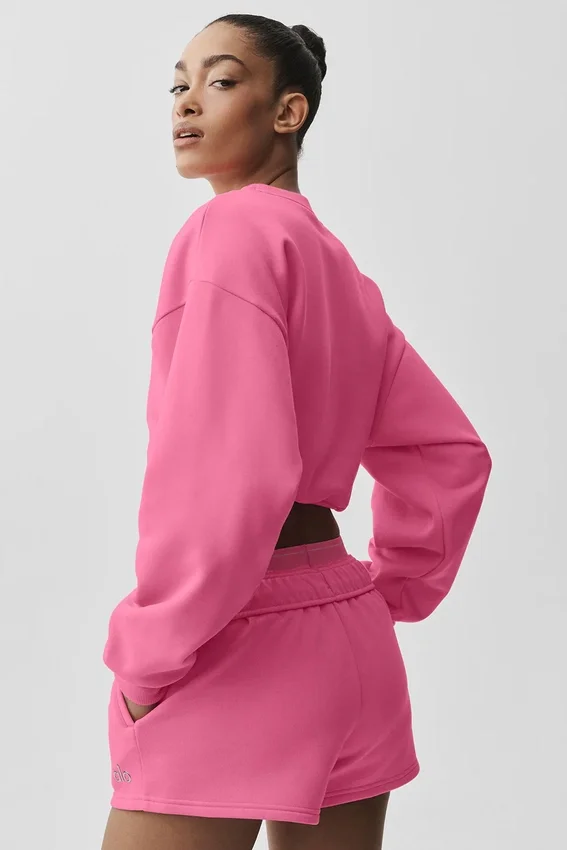Kurzer Accolade-Pullover mit Rundhalsausschnitt – Paradiesrosa