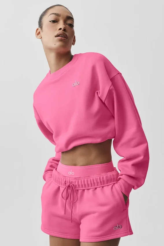 Kurzer Accolade-Pullover mit Rundhalsausschnitt – Paradiesrosa