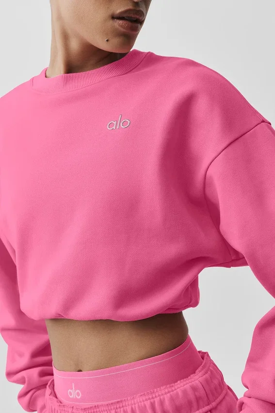 Kurzer Accolade-Pullover mit Rundhalsausschnitt – Paradiesrosa