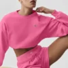 Kurzer Accolade-Pullover mit Rundhalsausschnitt – Paradiesrosa