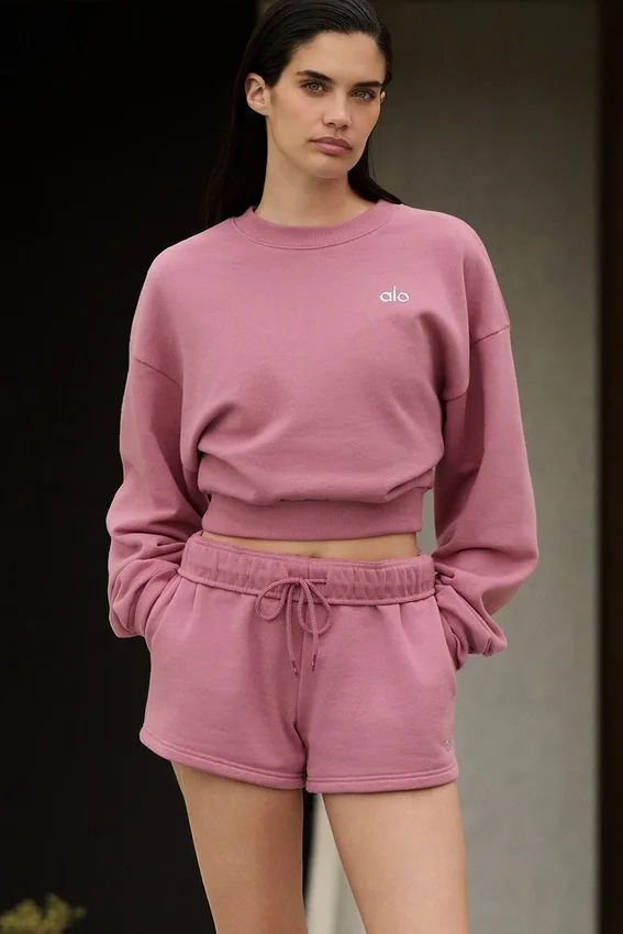 Kurzer Accolade-Pullover mit Rundhalsausschnitt – Pink Wild Rose