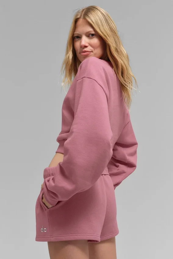 Kurzer Accolade-Pullover mit Rundhalsausschnitt – Pink Wild Rose