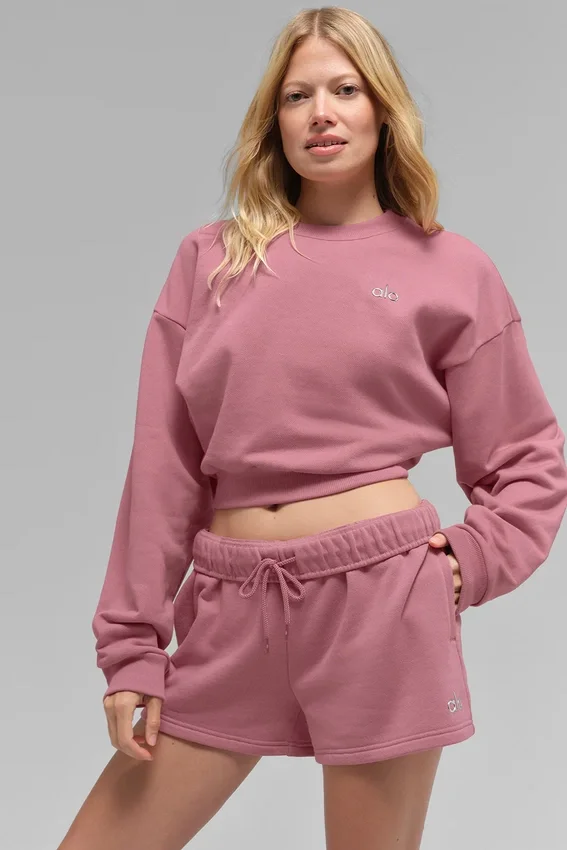 Kurzer Accolade-Pullover mit Rundhalsausschnitt – Pink Wild Rose