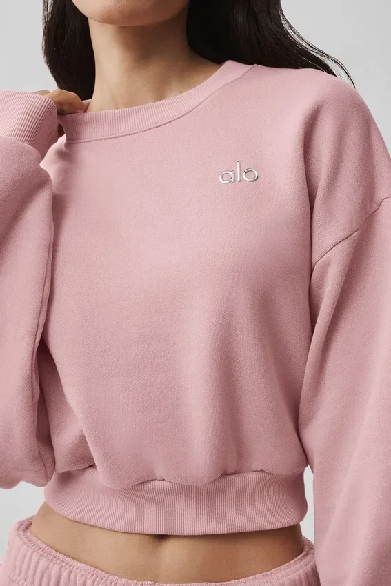Kurzer Accolade-Pullover mit Rundhalsausschnitt – Vintage-Pink