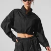 Kurzer „Aerial“-Pullover mit 1/4-Reißverschluss – Schwarz