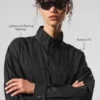Kurzer „Aerial“-Pullover mit 1/4-Reißverschluss – Schwarz