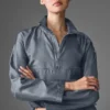 Kurzer „Afterglow“-Pullover – Stahlgrau