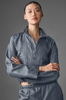 Kurzer „Afterglow“-Pullover – Stahlgrau