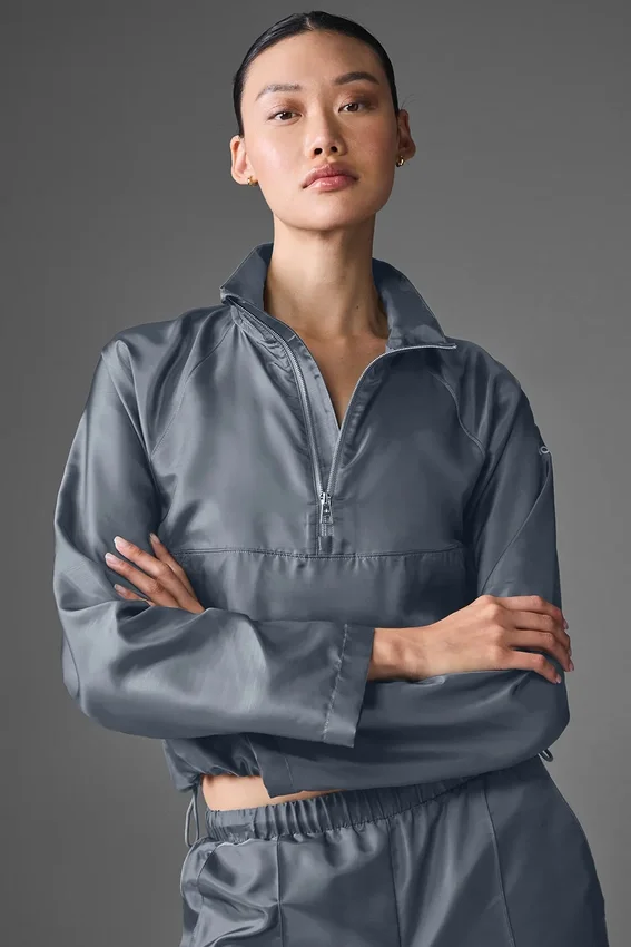 Kurzer „Afterglow“-Pullover – Stahlgrau