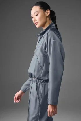 Kurzer „Afterglow“-Pullover – Stahlgrau