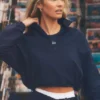 Kurzer Alumni-Pullover mit 1/4-Reißverschluss – Marineblau