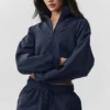 Kurzer Alumni-Pullover mit 1/4-Reißverschluss – Marineblau