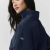 Kurzer Alumni-Pullover mit 1/4-Reißverschluss – Marineblau