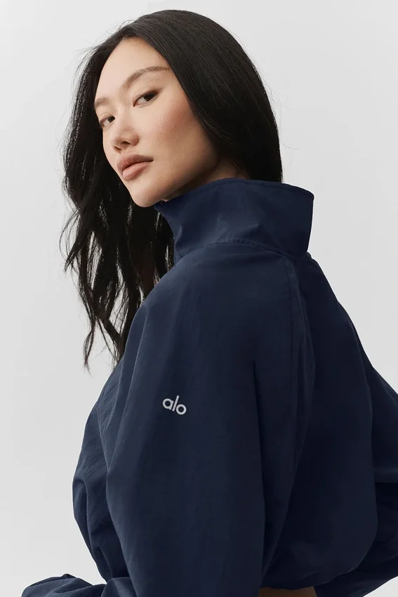 Kurzer Alumni-Pullover mit 1/4-Reißverschluss – Marineblau