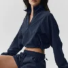 Kurzer Alumni-Pullover mit 1/4-Reißverschluss – Marineblau
