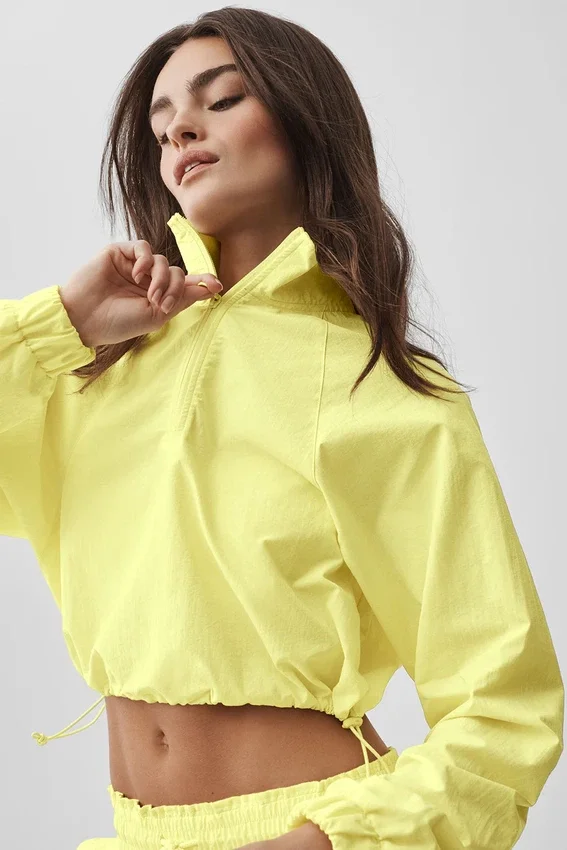 Kurzer Alumni-Pullover mit ¼-Reißverschluss – Sunshine