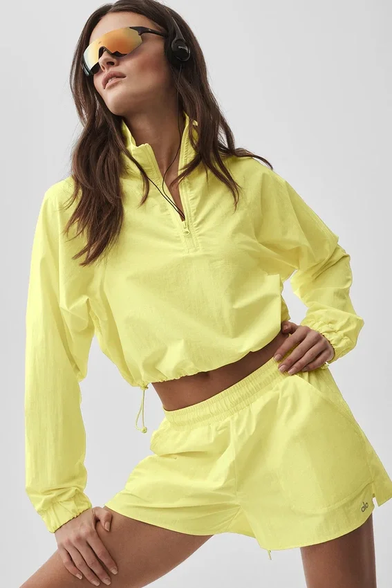 Kurzer Alumni-Pullover mit ¼-Reißverschluss – Sunshine