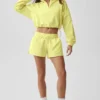 Kurzer Alumni-Pullover mit ¼-Reißverschluss – Sunshine