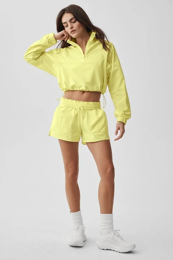 Kurzer Alumni-Pullover mit ¼-Reißverschluss – Sunshine