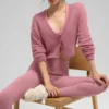 Kurzer Cardigan aus durchscheinendem Kaschmir – Pink Wild Rose