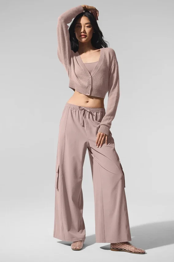Kurzer Cardigan aus durchscheinendem Kaschmir – Taupe
