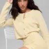 Kurzer Cardigan „New Class“ aus Wolle und Kaschmir – Candlelight Yellow