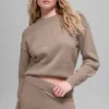Kurzer „New Class“-Pullover mit Rundhalsausschnitt aus Wolle und Kaschmir – Chai Latte