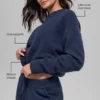 Kurzer „New Class“-Pullover mit Rundhalsausschnitt aus Wolle und Kaschmir – Navy