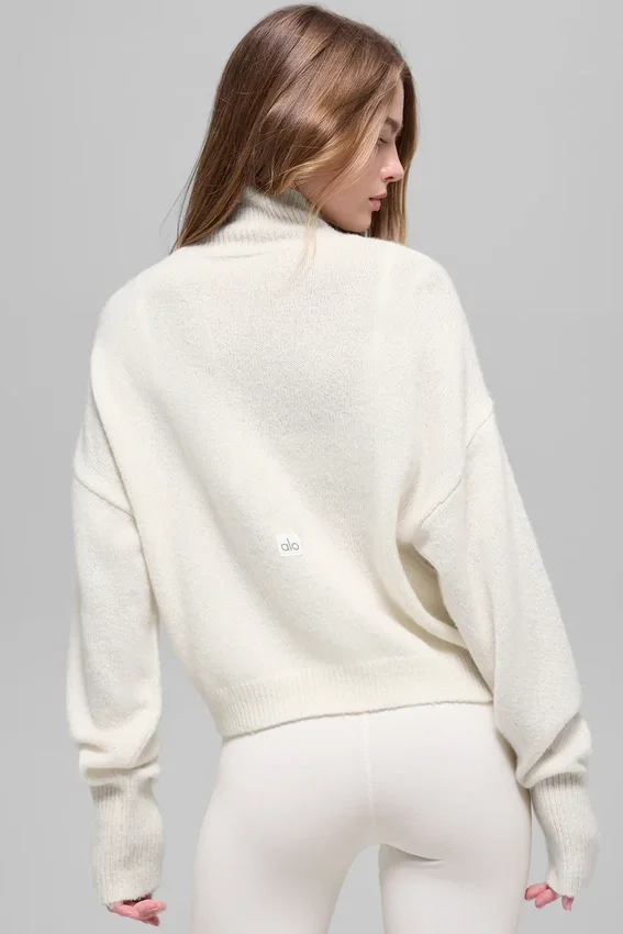 Kurzer Rollkragenpullover „New Class“ aus Wolle und Kaschmir – Elfenbein