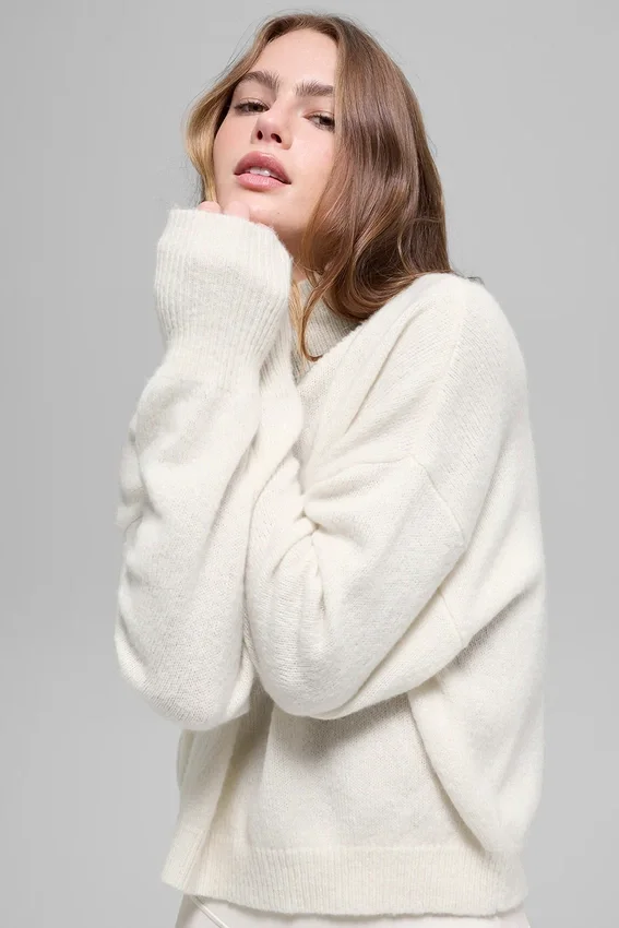 Kurzer Rollkragenpullover „New Class“ aus Wolle und Kaschmir – Elfenbein