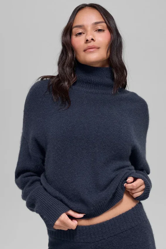 Kurzer Rollkragenpullover „New Class“ aus Wolle und Kaschmir – Navy