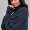 Kurzer Rollkragenpullover „New Class“ aus Wolle und Kaschmir – Navy