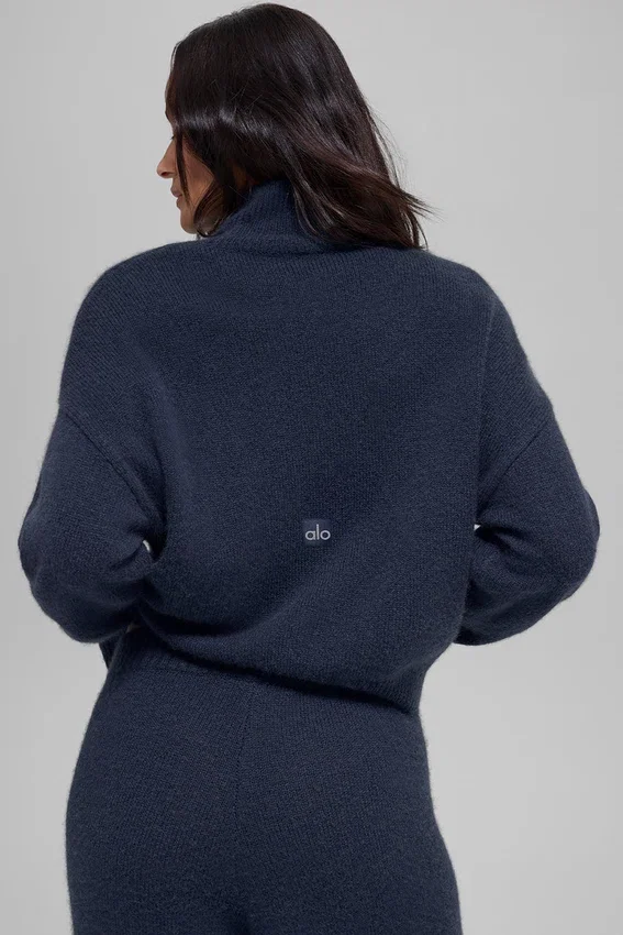 Kurzer Rollkragenpullover „New Class“ aus Wolle und Kaschmir – Navy