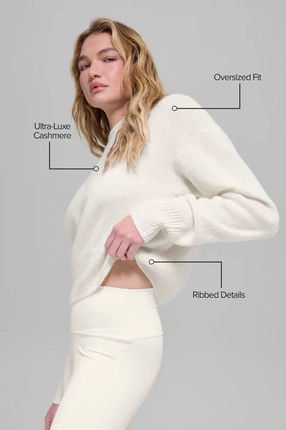 Kurzer Rundhals-Pullover „New Class“ aus Wolle und Kaschmir – Elfenbein