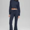 Kurzer Sway-Pullover mit Rundhalsausschnitt – Marineblau