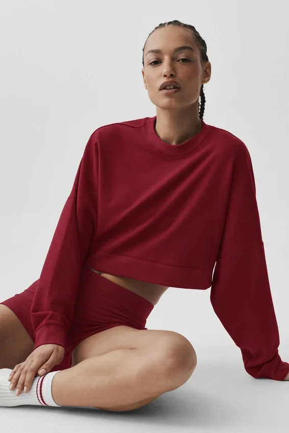 Kurzer Sway-Pullover mit Rundhalsausschnitt – Summer Romance Red