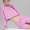 Kurzer Winter Bliss-Rollkragenpullover mit Zopfmuster und Langarmshirts – Candy Heart P