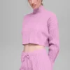 Kurzer Winter Bliss-Rollkragenpullover mit Zopfmuster und Langarmshirts – Candy Heart P