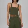 Kurzes „Dreamscape“-Top – Olivgrün